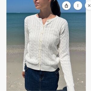 Appleseeds Cable Knit Cardigan White Lightweight Size M